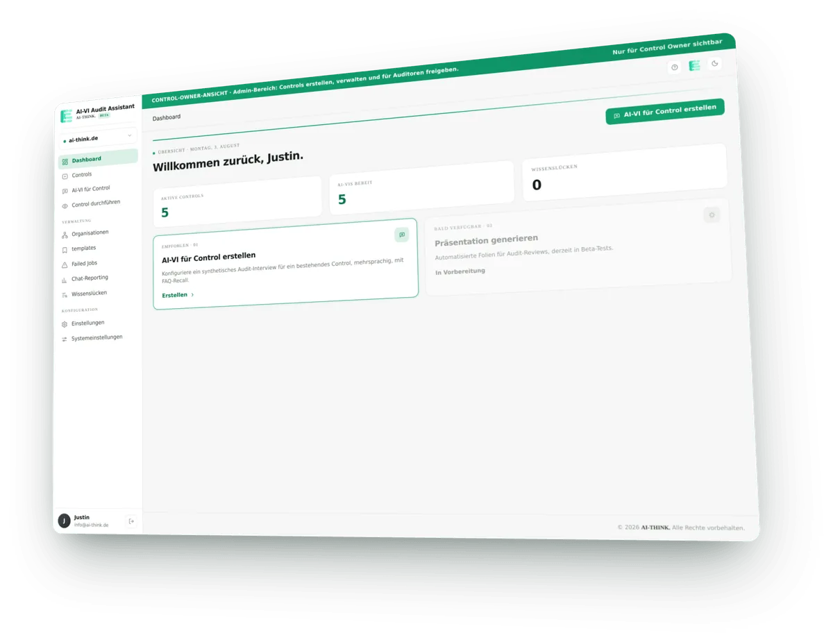 Dashboard with active controls and open knowledge gaps