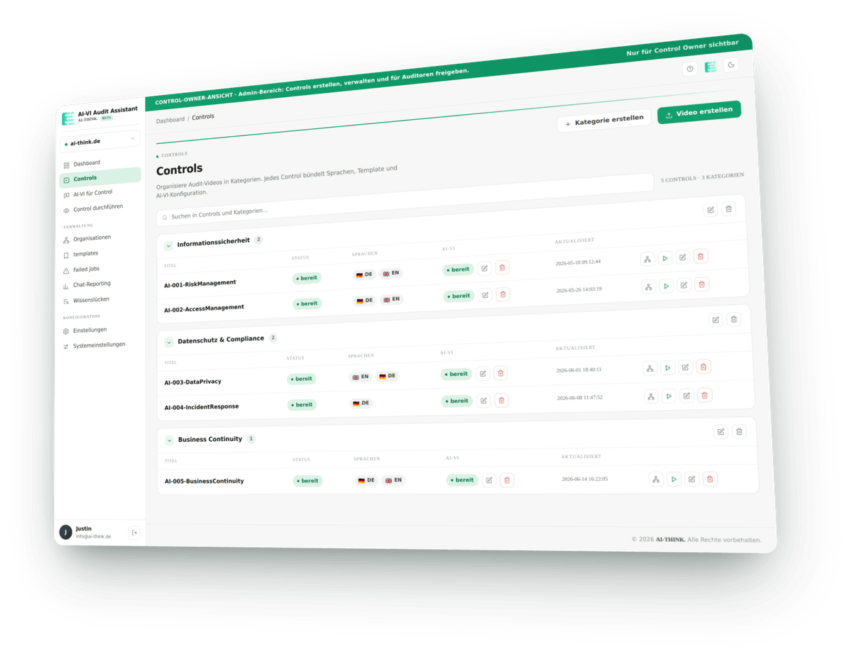 Übersicht aller Controls mit Status