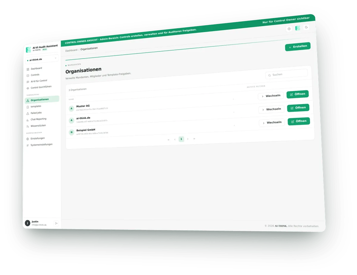 Managing organisations and responsibilities