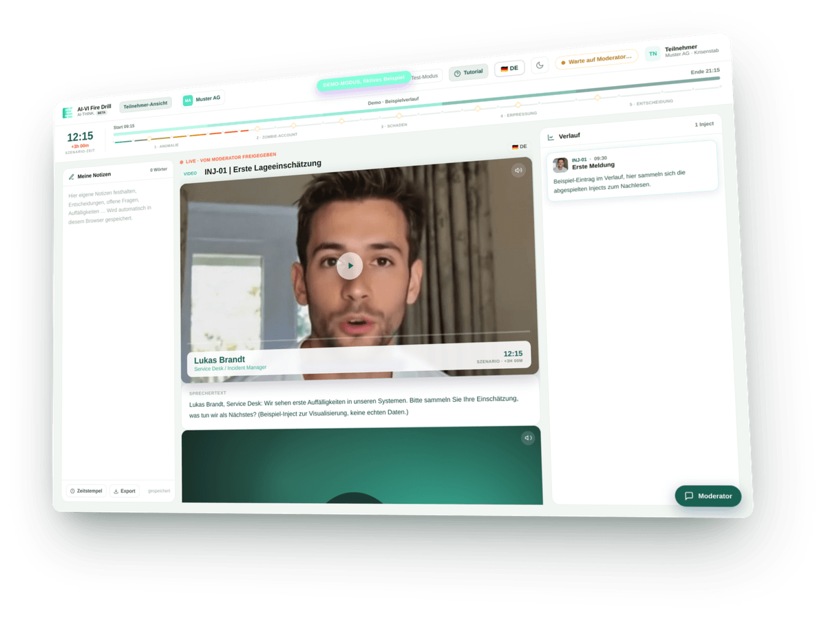 Live-Session mit Injects & Verlauf