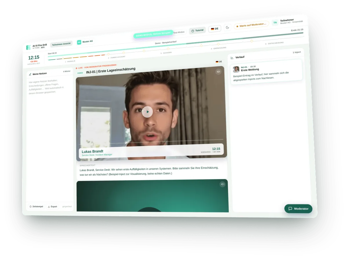 Live-Session mit Injects & Verlauf
