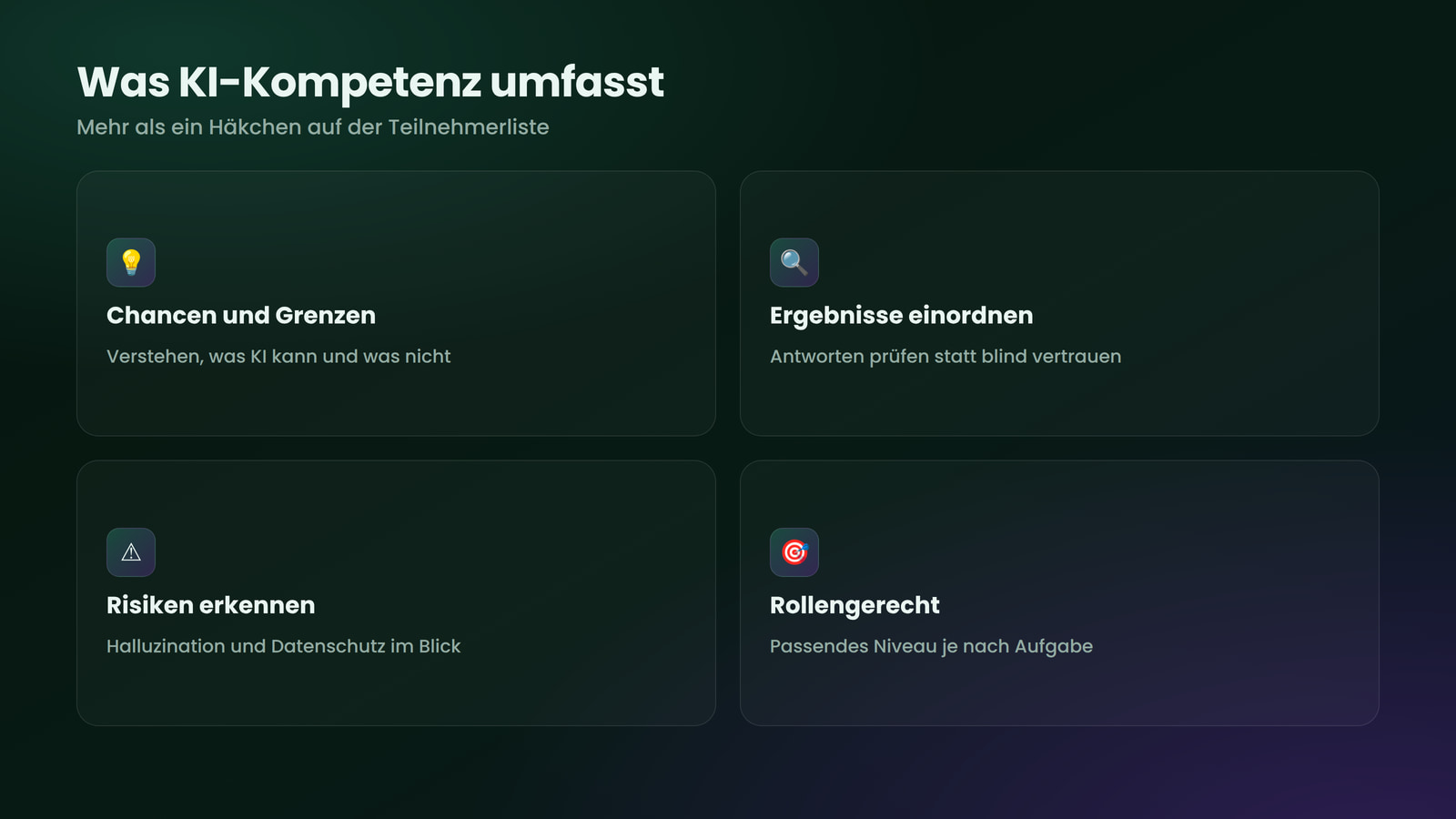 Was echte KI-Kompetenz umfasst, mehr als ein Häkchen auf der Teilnehmerliste.