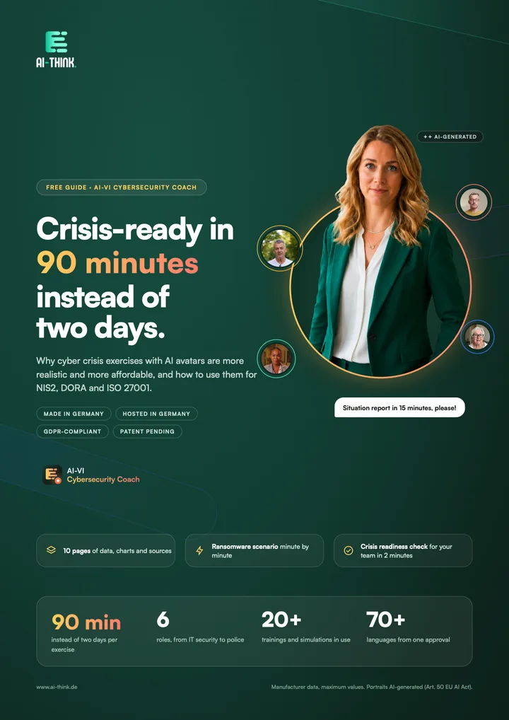 Cover of the guide “Crisis-ready in 90 minutes instead of two days”